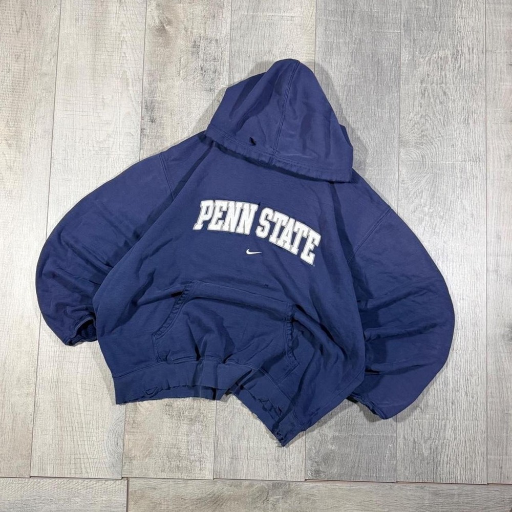 y2k emo grunge distressed thrashed Penn state Nike center swoosh pullover hoodie